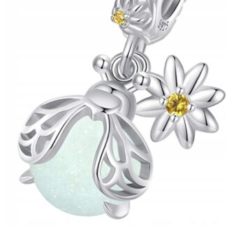 Charms Świecący nocą robaczek Srebro 925 platyna