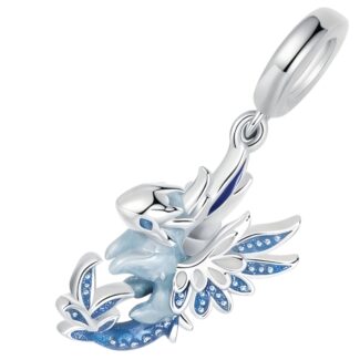 Charms Błękitny Smok zawieszka do bransoletki srebro 925 i białe złoto