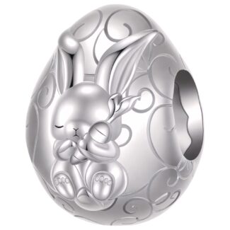 Króliczek Ekskluzywny Charms Srebo Pisanka z Królikiem