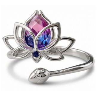 Pierścionek KWIAT LOTOSU srebro & platyna