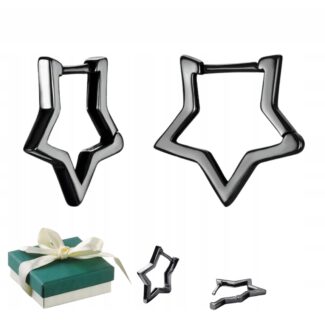 Gwiazdki kolczyki czarne srebro 925 gwiazdy czarne złoto