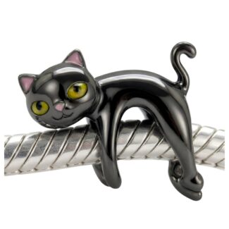 Charms CZARNY KOT srebro 925 i Czarne złoto
