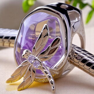 Charms LAWENDOWA WAŻKA MONETA srebro 925 białe złoto opal jezioro arcydzieło malarskie