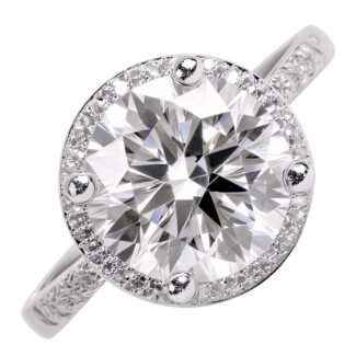 Pierścionek HALO MOISSANIT 2 karaty srebro regulowany