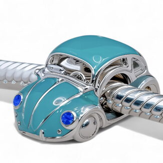 Charms samochód Volkswagen Beetle Garbus białe złoto srebro