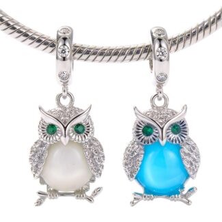 Charms ŚWIECĄCA SOWA srebro 925 luminescencja