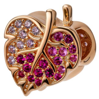 Charms Lśniący złoty liść srebro 925 różowe złoto rose gold jesień