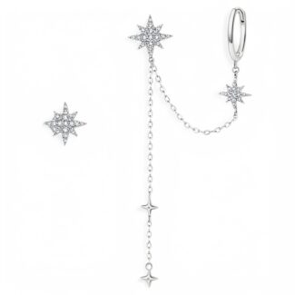 Delikatne Kolczyki Świecące Gwiazdki ze Srebra 925 platyny asymetryczne
