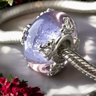 Charms Kwiat Wrzosu koralik ze szkła Murano srebro 925