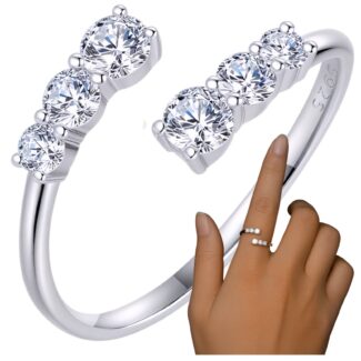 Pierścionek MOISSANIT BLASK srebro 925 białe złoto regulowany diament