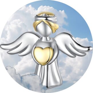 Charms Anioł Stróż aniołek srebro 925 białe złoto komunia chrzciny