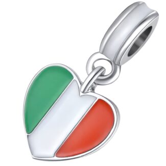 Charms Serce Włochy Srebro 925 Flaga Italia zawieszka