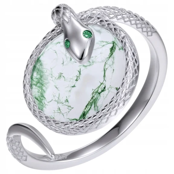 Agat mchowy pierścionek