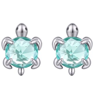 Delikatne Kolczyki Turkusowe Żółwie Morskie ze Srebra Oksydowanego