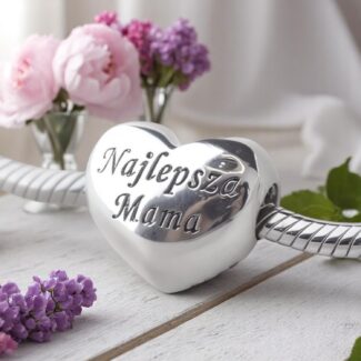 Charms NAJLEPSZA MAMA prezent  srebro 925 Dzień Mamy