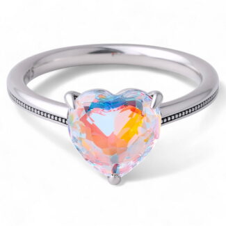 Pierścionek ISKRZĄCY z sercem srebro 925