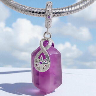 Charms "Magiczny Ametyst" ze Srebra 925 i Białego Złota