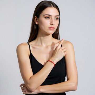 czerwona sznurkowa bransoletka