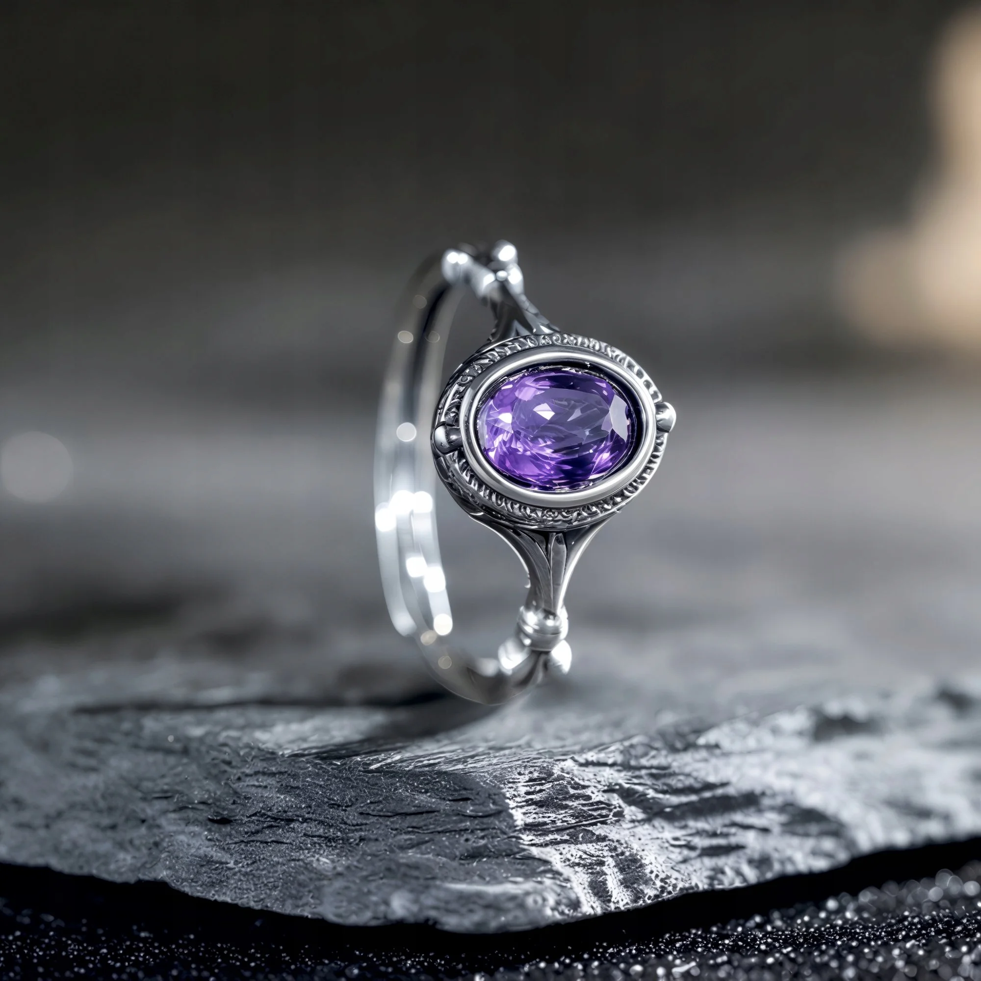 Pierścionek srebrny z ametystem naturalnym