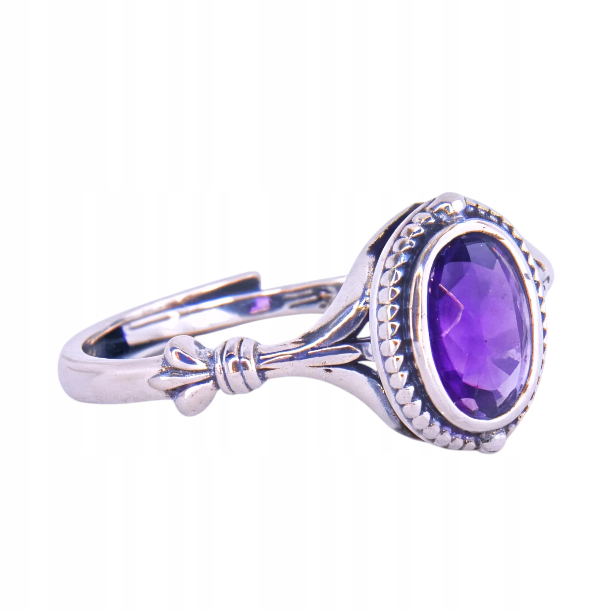 Pierścionek srebrny z ametystem naturalnym