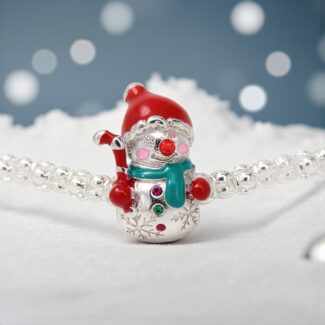 Xmas Charms Bałwanek białe złoto srebro 925