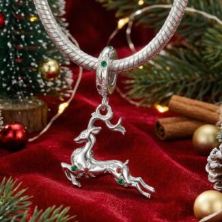Charms Zawieszka Renifer Świąteczny srebro i białe złoto